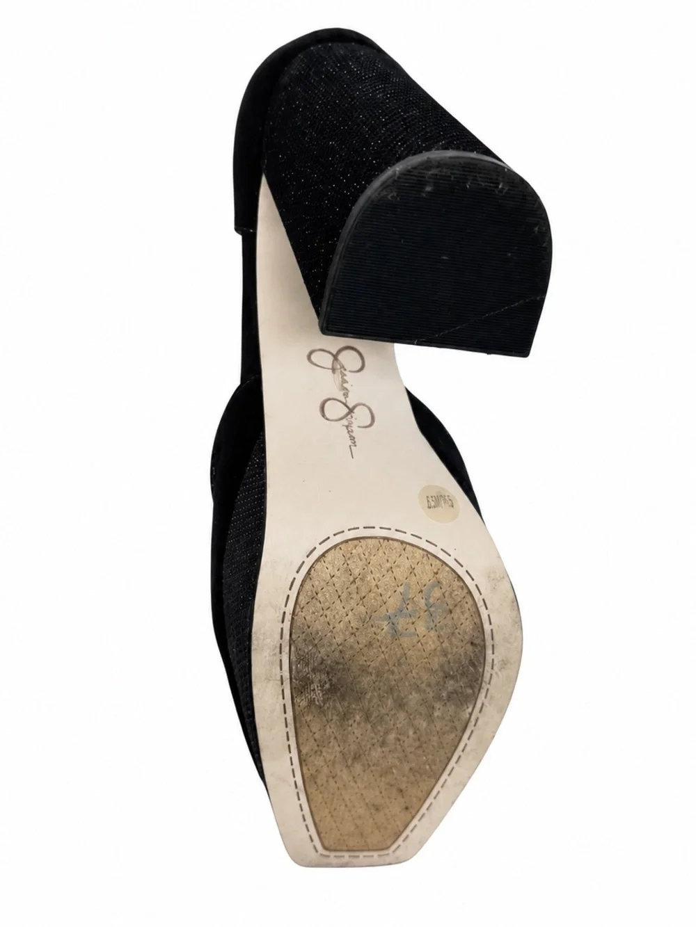Jessica Simpson Katina Black Platform Block Heels Ankle Strap Size 6.5M